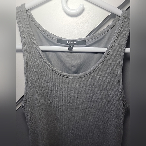 Quince Grey Tencel Rib Knit Sleeveless Midi Dress Stretchy Comfy Size Small - Picture 2 of 5